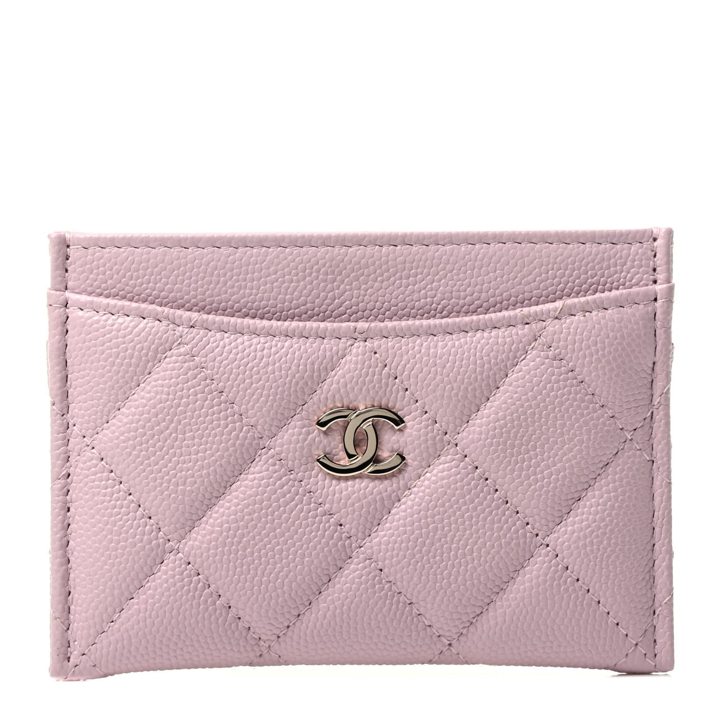 Caviar Quilted Card Holder Light Pink