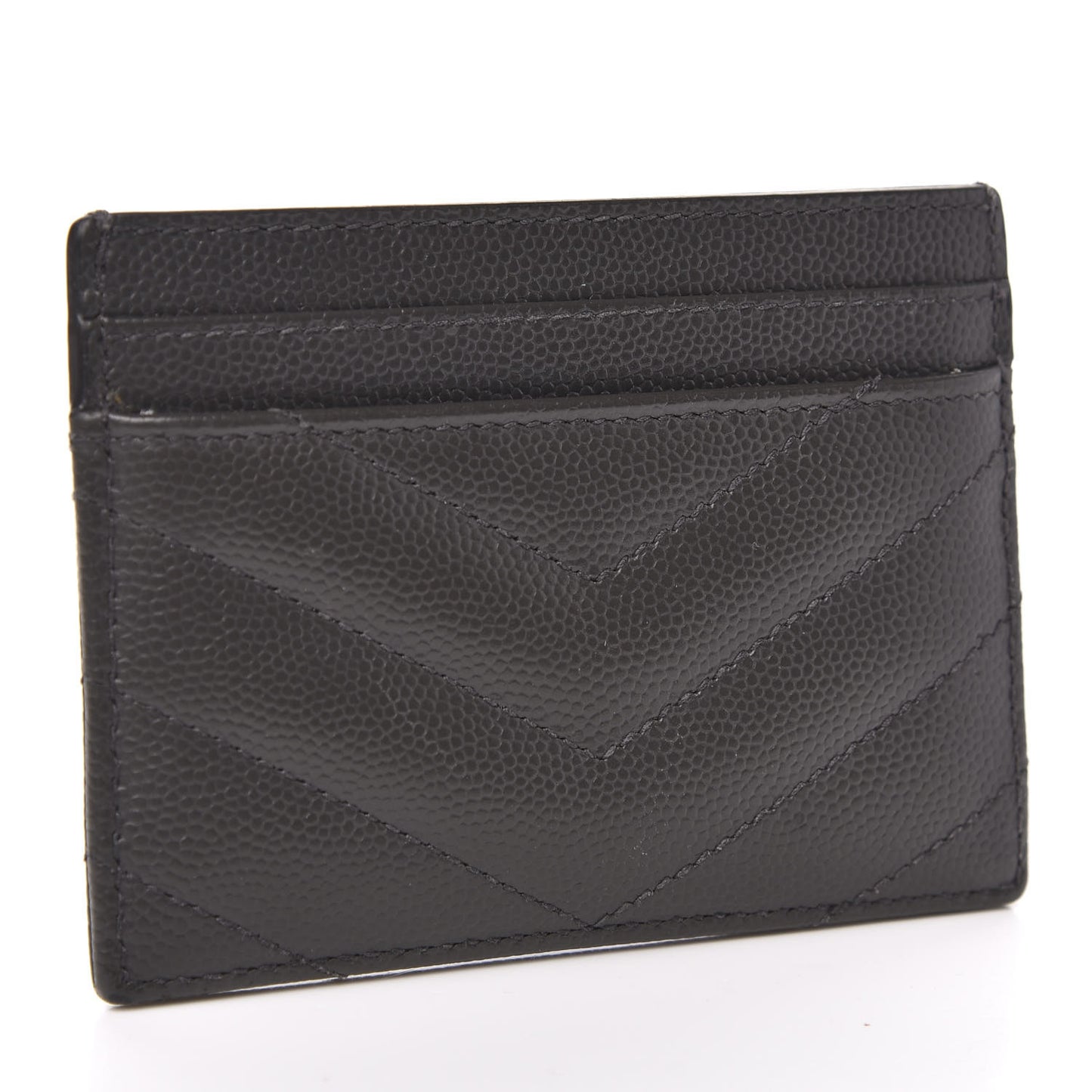 Grain De Poudre Matelasse Chevron Monogram Credit Card Case Coal