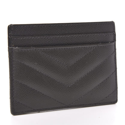 Saint Laurent Grain De Poudre Matelasse Chevron Monogram Credit Card Case Coal 3 of 8