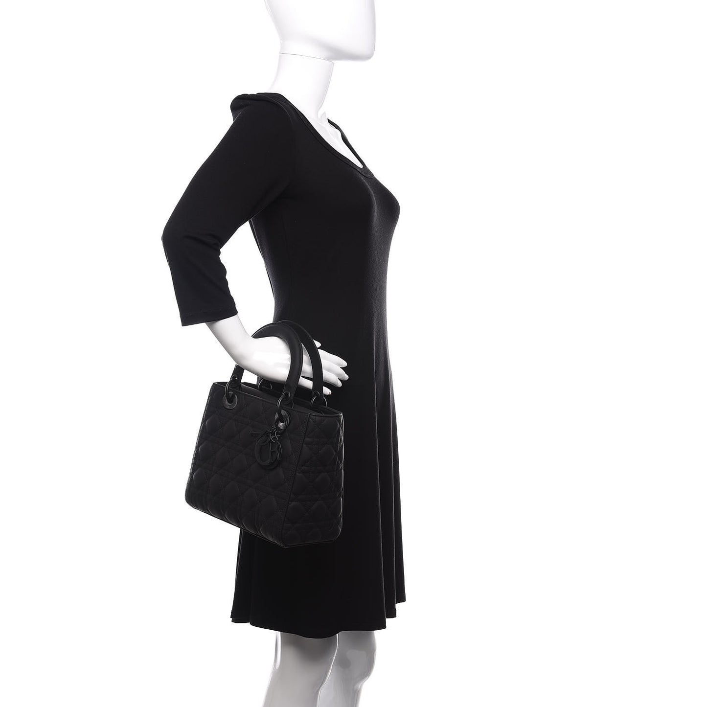 Ultra Matte Calfskin Cannage Medium Lady Dior Black