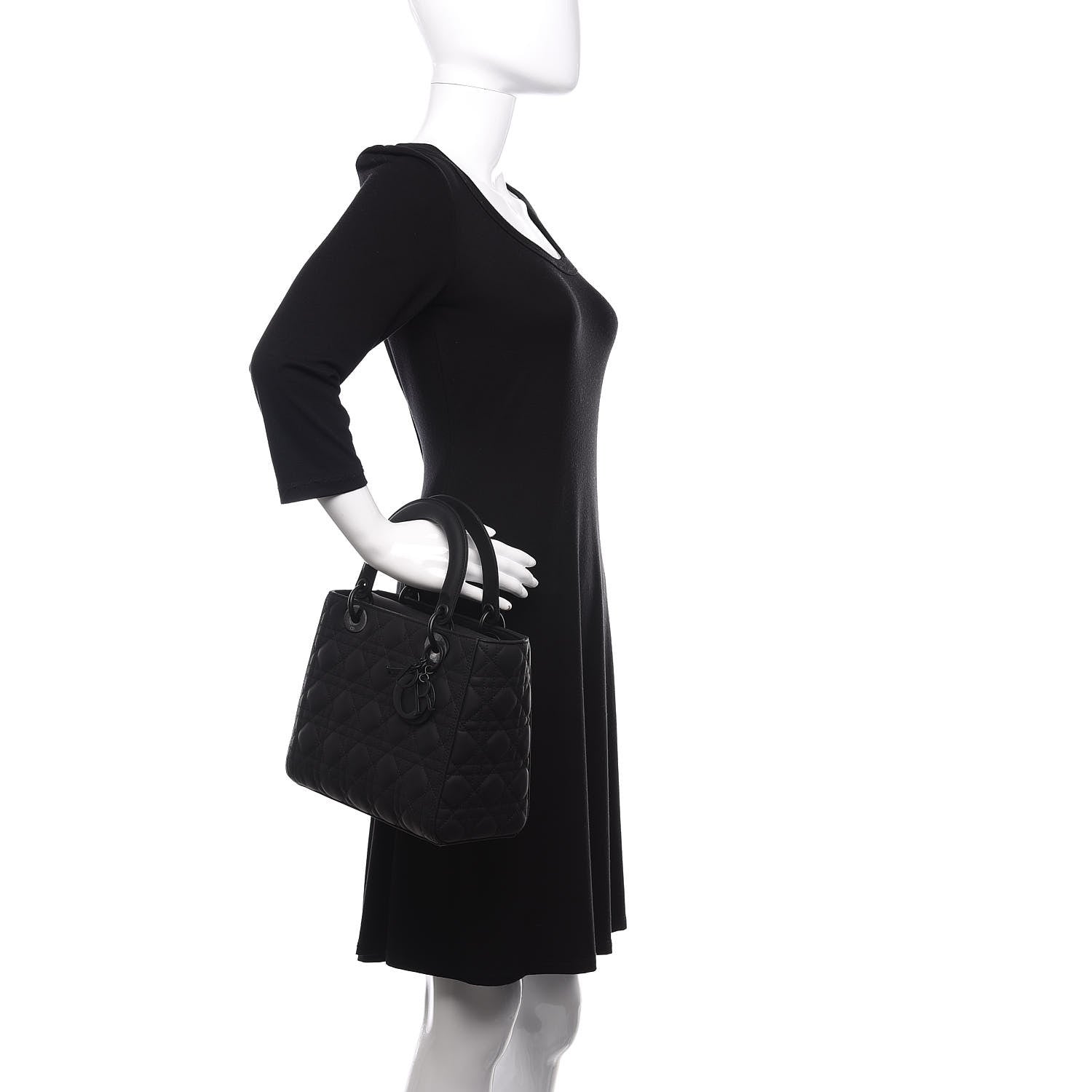 Christian Dior Ultra Matte Calfskin Cannage Medium Lady Dior Black 3 of 11