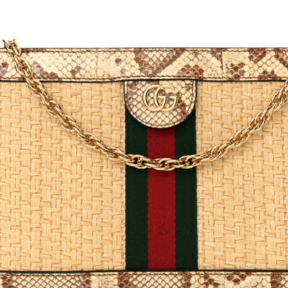 Gucci Raffia Elaphe GG Small Ophidia Chain Shoulder Bag Natural Cream Brown 8 of 11