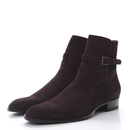 Saint Laurent Suede Soho Calfskin Ankle Boots 44 Deep Blood 3 of 8
