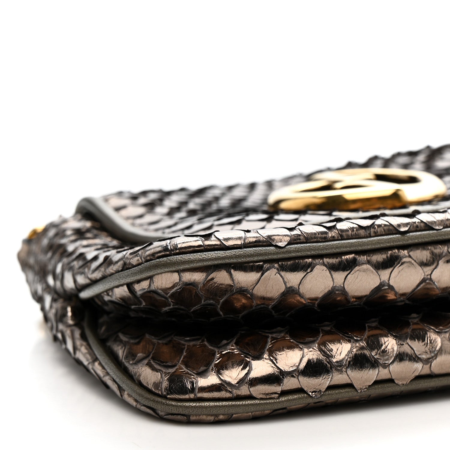 Gucci Snakeskin Small 1973 Chain Shoulder Bag Gunmetal 9 of 13