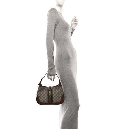Gucci GG Supreme Monogram Azalea Calfskin Web Small Jackie 1961 Hobo Beige Ebony Brown Sugar 2 of 10