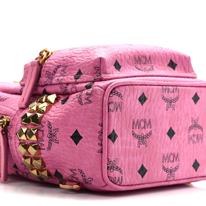 MCM Visetos Side Stud X-Mini Stark Bebe Boo Backpack Pink 9 of 11