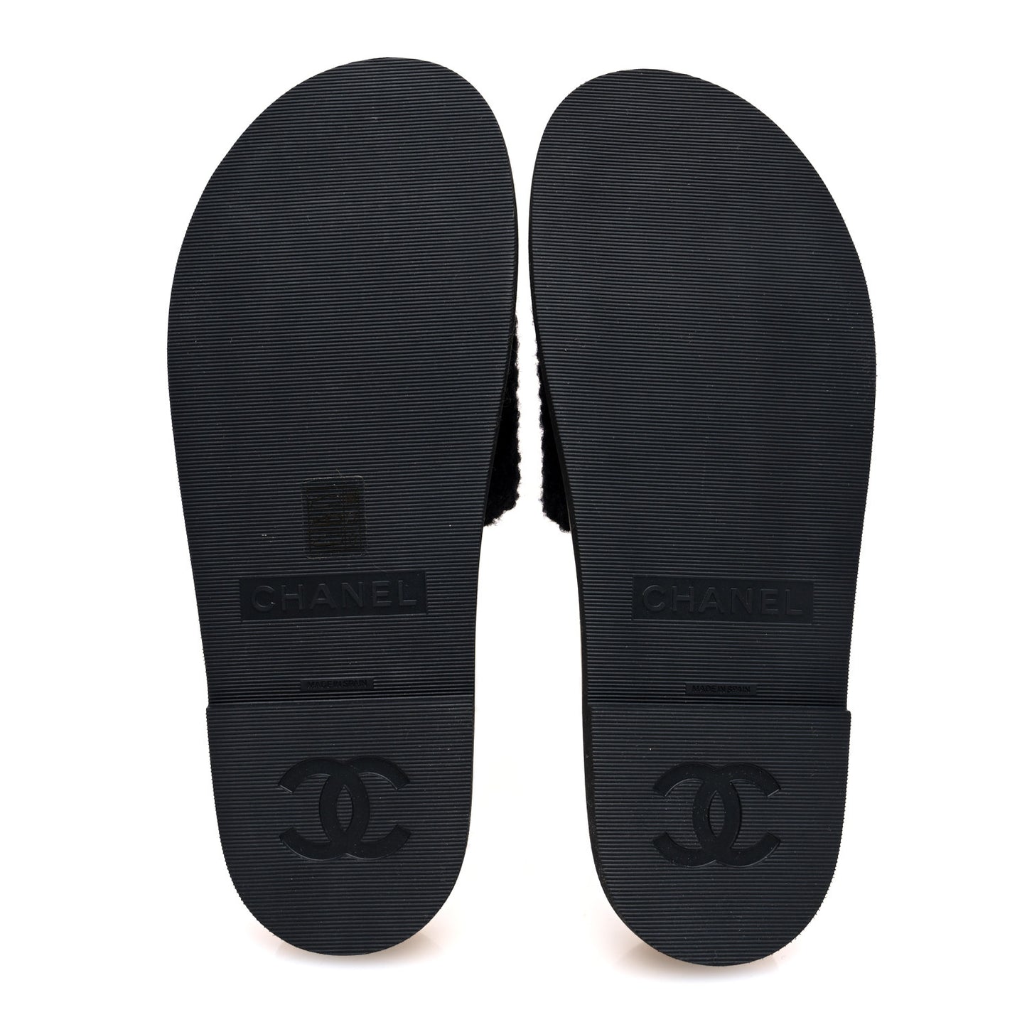 Fabric Pearl Cork CC Slip On Sandals 40 Black