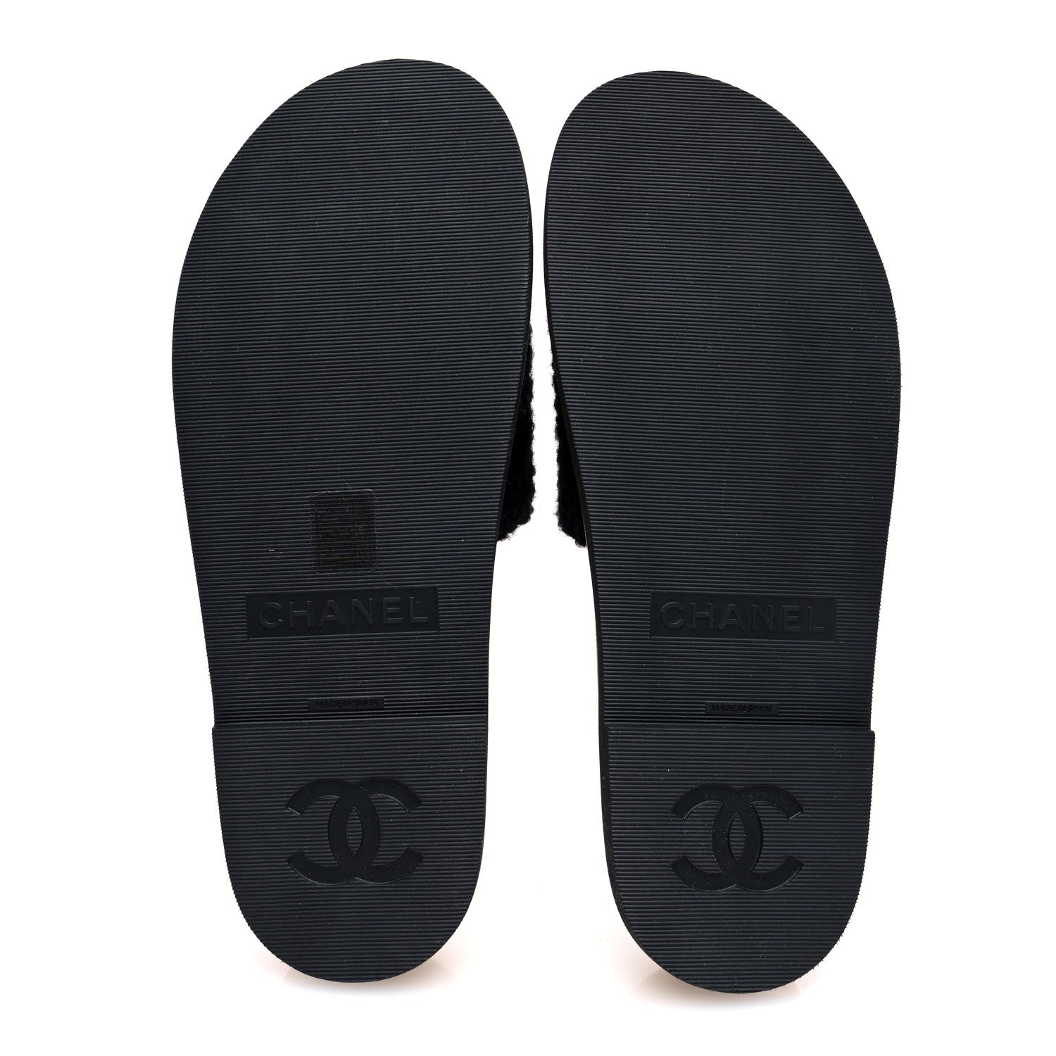 Chanel Fabric Pearl Cork CC Slip On Sandals 40 Black 5 of 7