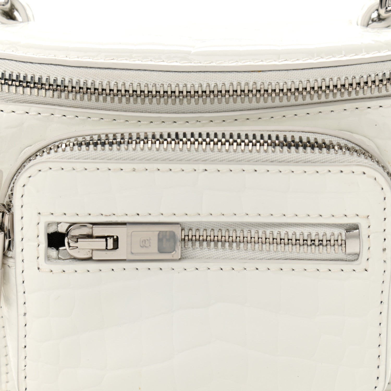 Alexander Wang Crocodile Embossed Patent Mini Top Handle Attica Belt Bag White 8 of 11