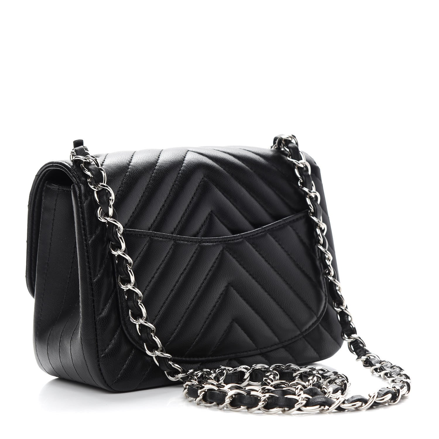 Chanel Lambskin Chevron Quilted Mini Square Flap Black 3 of 9