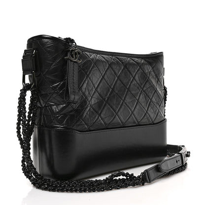 Chanel Aged Calfskin Quilted Medium Gabrielle Hobo So Black 3 of 9