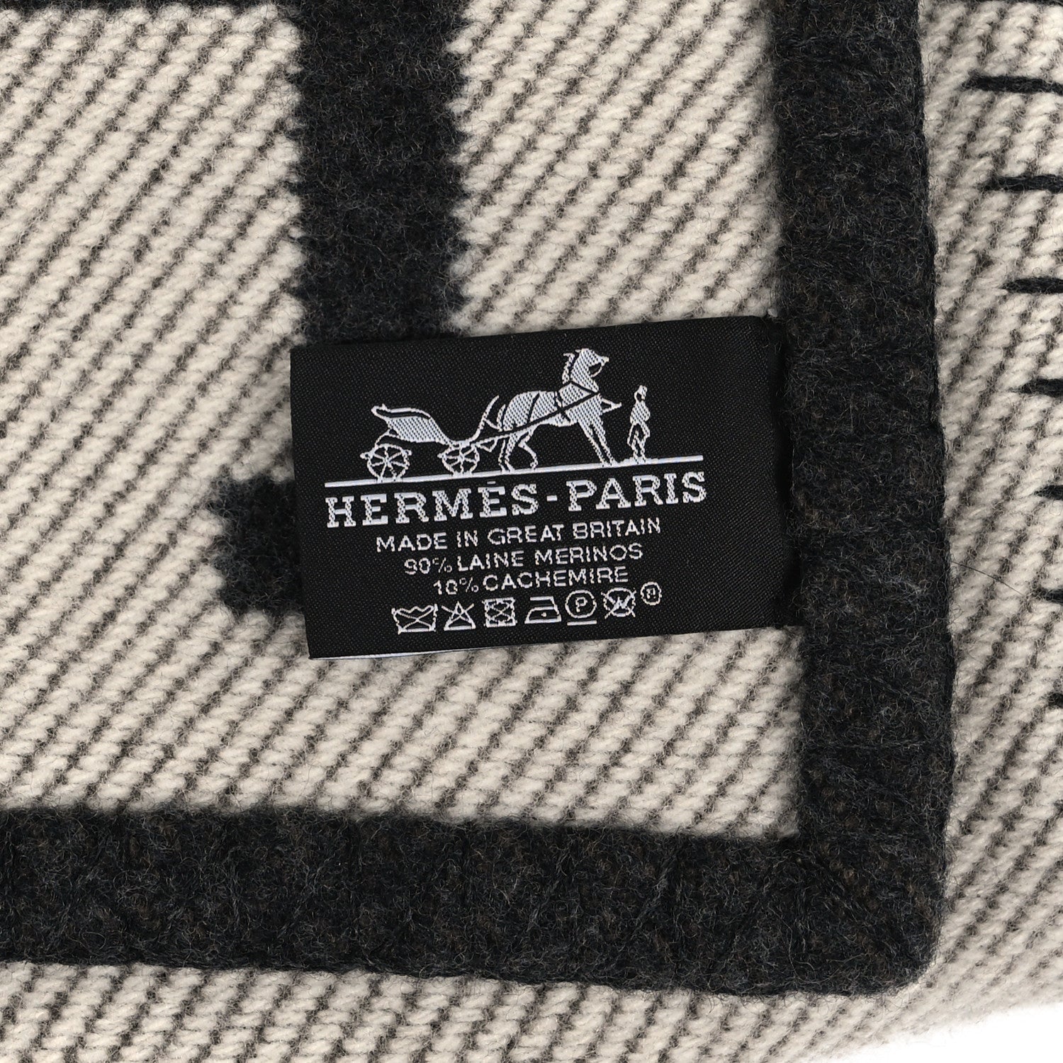 Hermes Wool Cashmere Avalon Blanket Ecru Gris Fonce 3 of 3