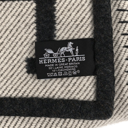 Hermes Wool Cashmere Avalon Blanket Ecru Gris Fonce 3 of 3