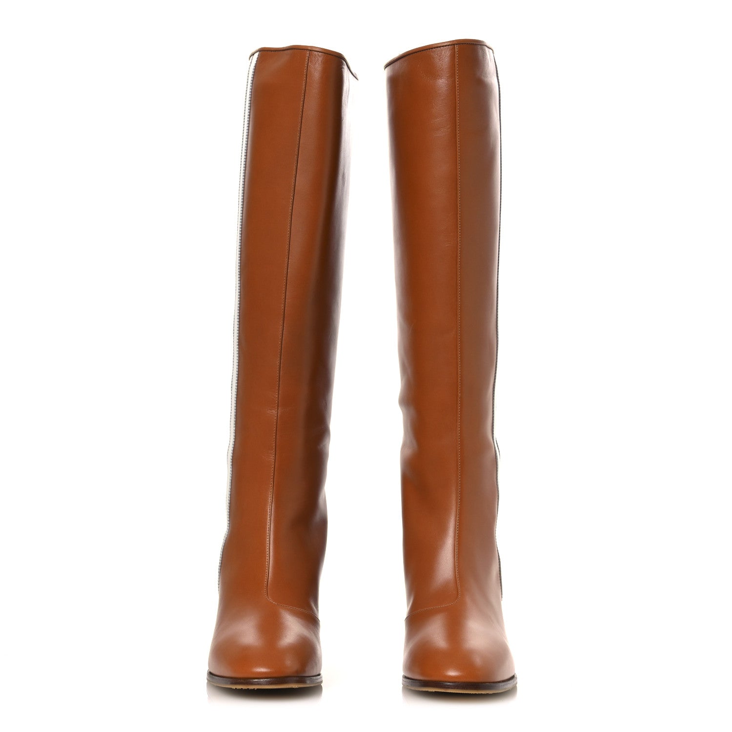 Gucci X ADIDAS Calfskin Elizabeth Knee Boots 40 Royal Cognac Great