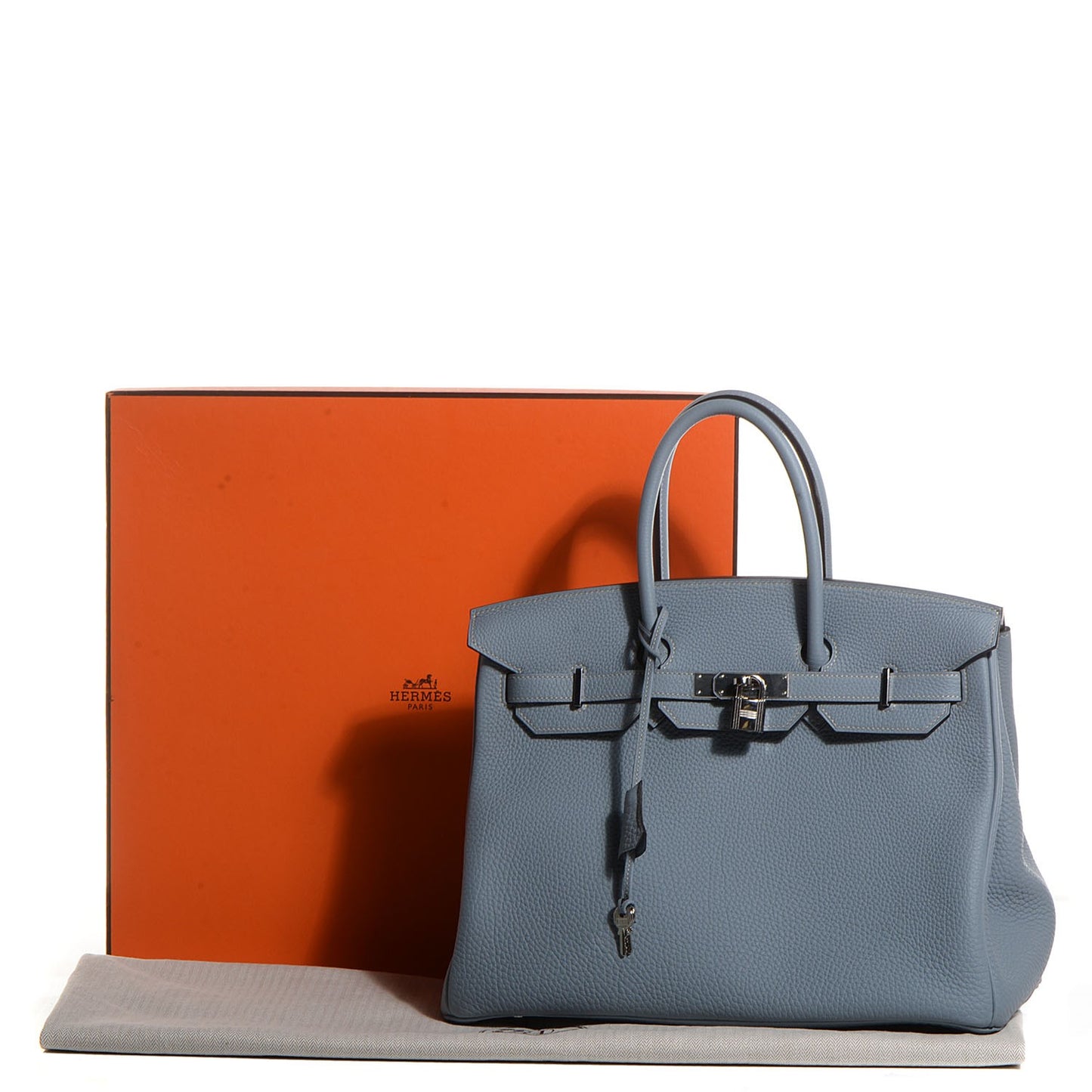Togo Birkin 35 Bleu Lin