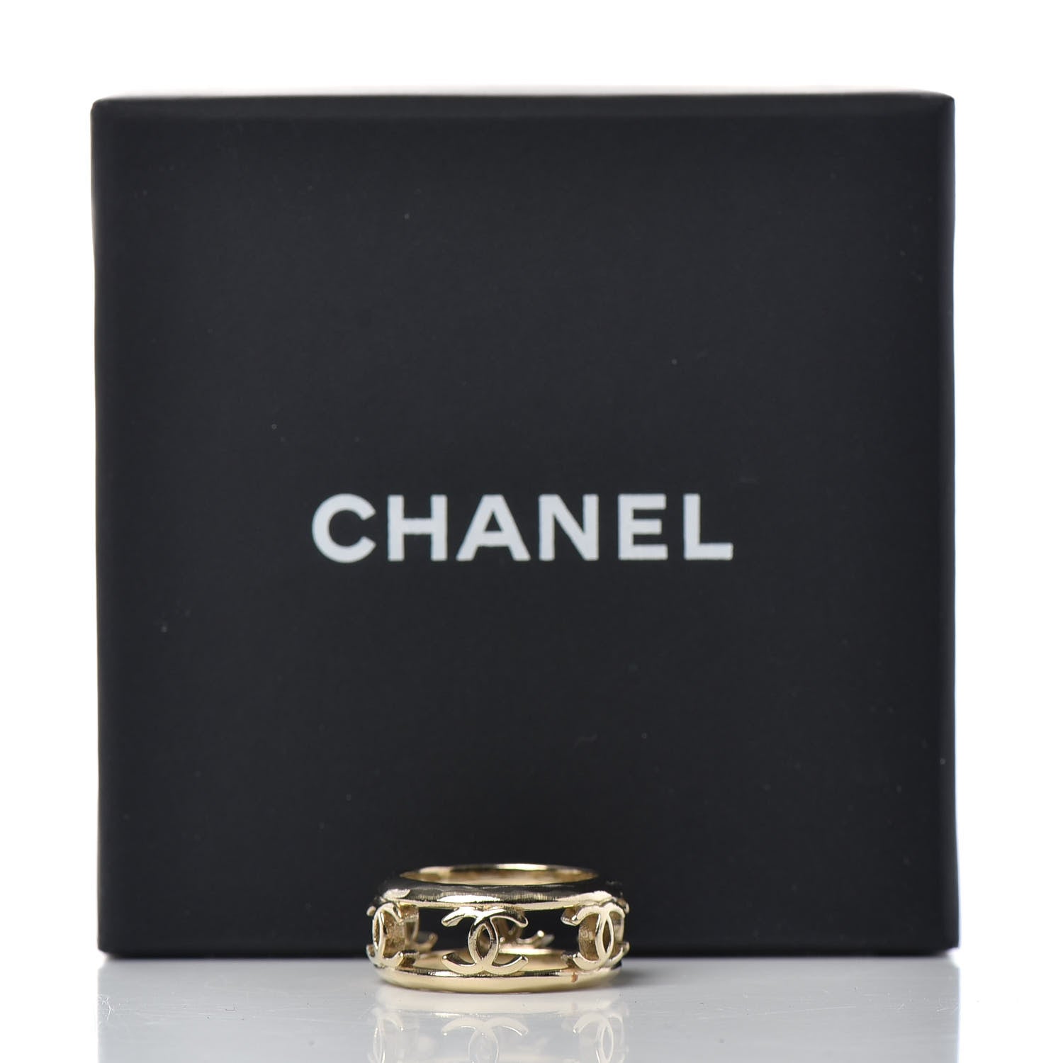 Chanel Metal Chain CC Ring 5 Golden 6 of 6