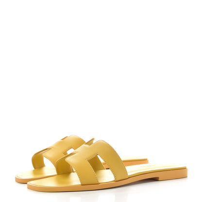 Hermes Calfskin Oran Sandals 36 Jaune Citron 3 of 10