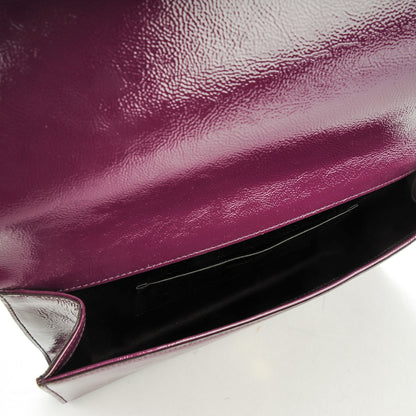 Saint Laurent Textured Patent Monogram Large Belle De Jour Clutch Purple 5 of 7
