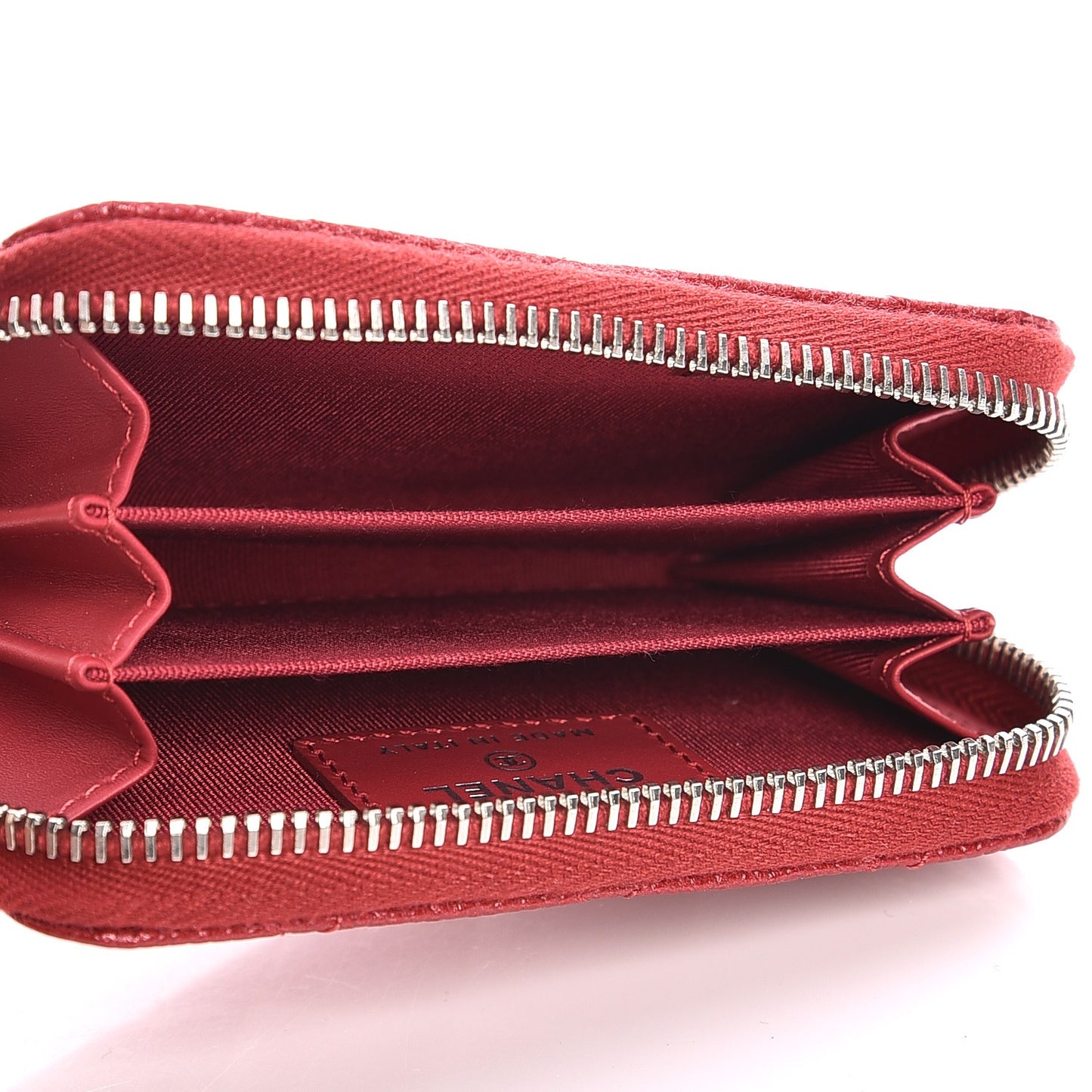 Pearly Caviar Quilted Zip Coin Purse Dark Pink