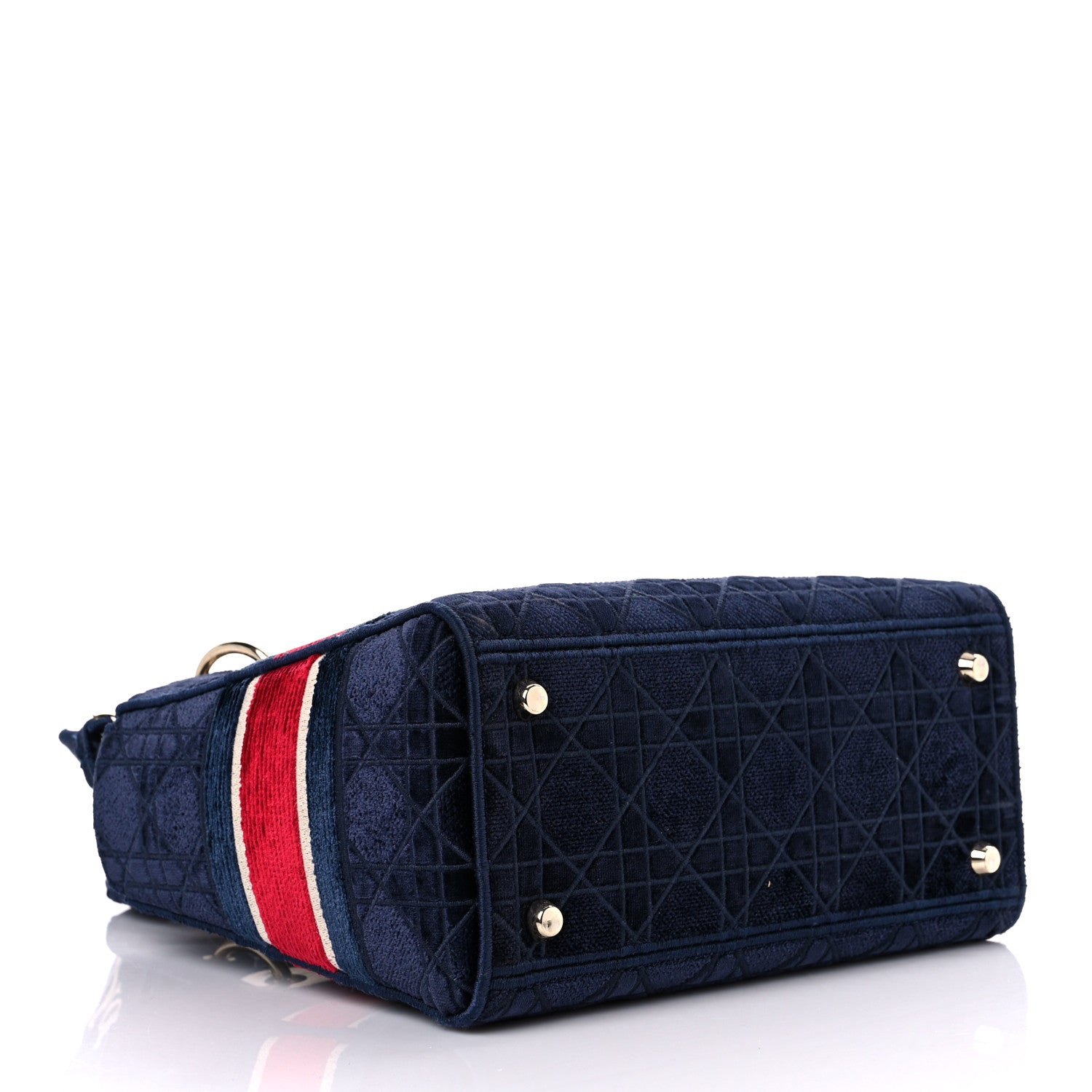 Christian Dior Velvet Cannage Medium Lady D-Lite Blue Red White 3 of 9