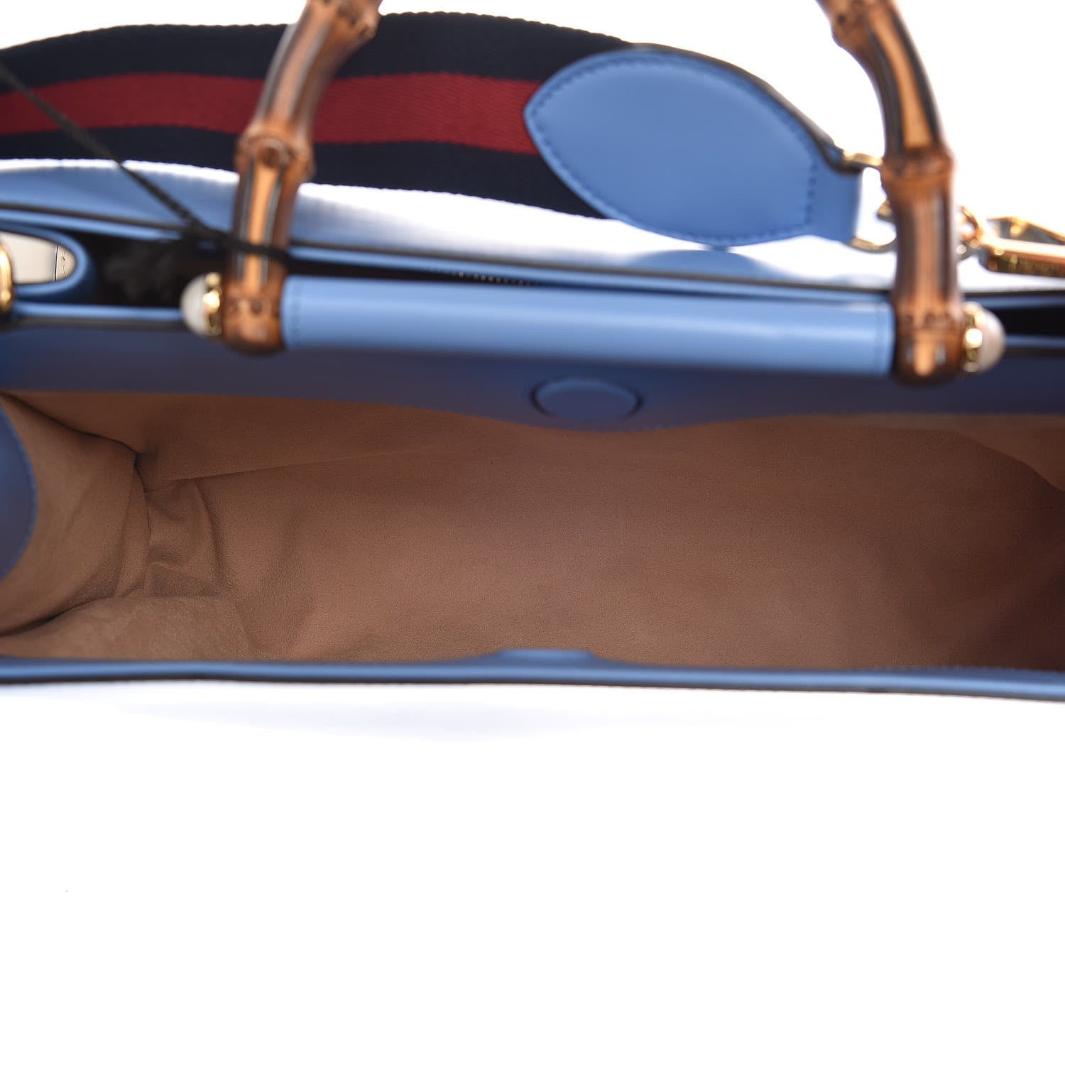 Gucci Nappa Bamboo Web Medium Nymphaea Top Handle Bag Azure Mystic White 6 of 15