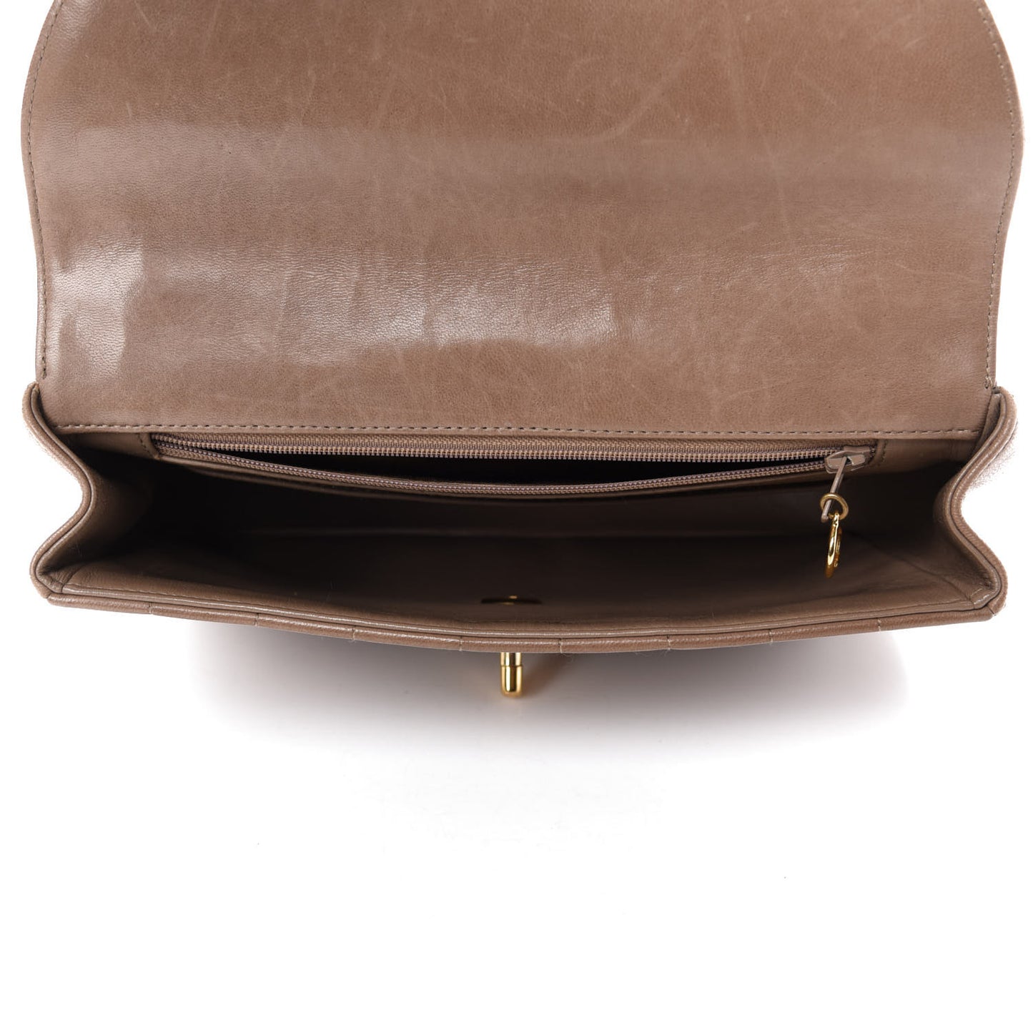 Lambskin Vertical Quilted CC Flap Shoulder Bag Brown