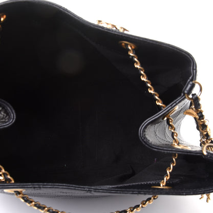 Chanel Calfskin Stitched Egyptian Amulet Drawstring Bag Black 5 of 17