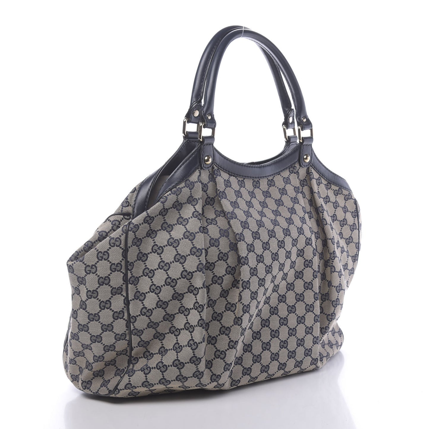 Monogram Calfskin Large Sukey Tote Beige Blue