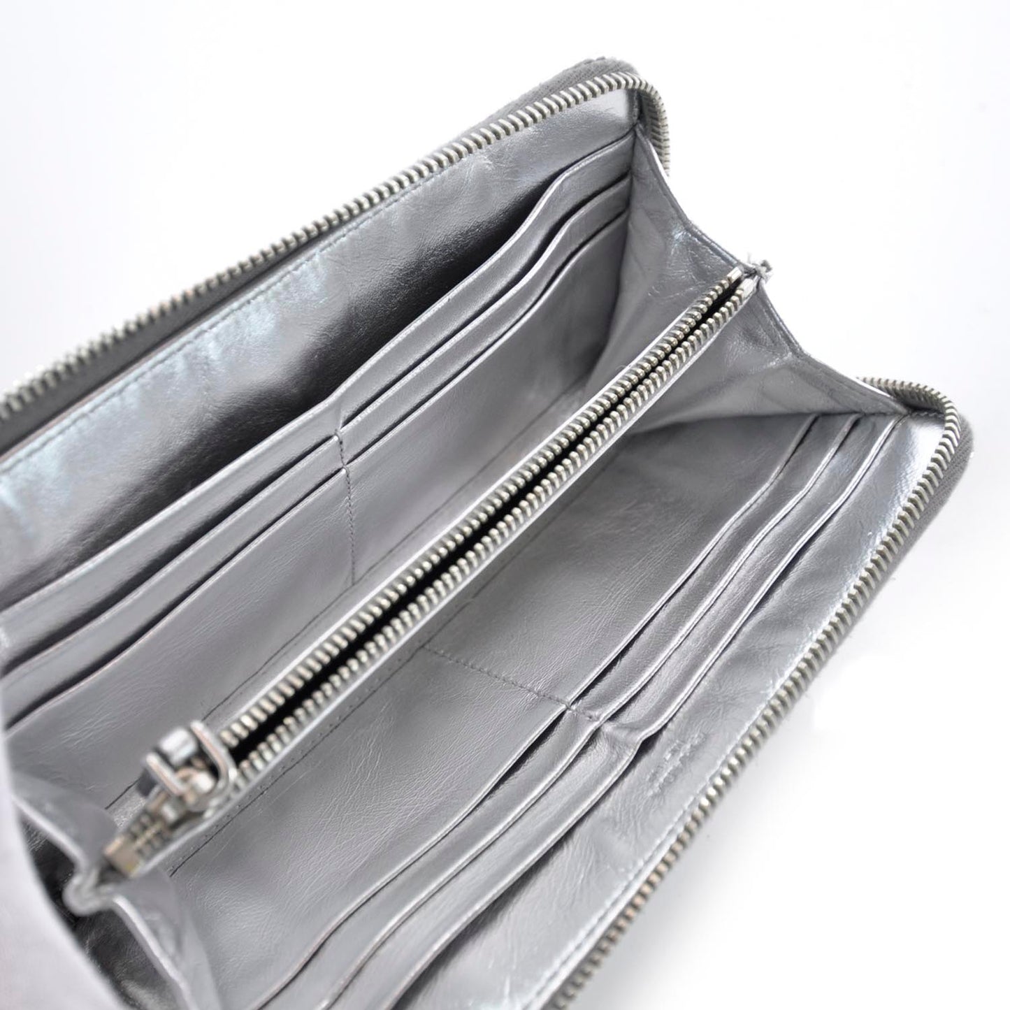 Spazzolato Zip Around Wallet Silver