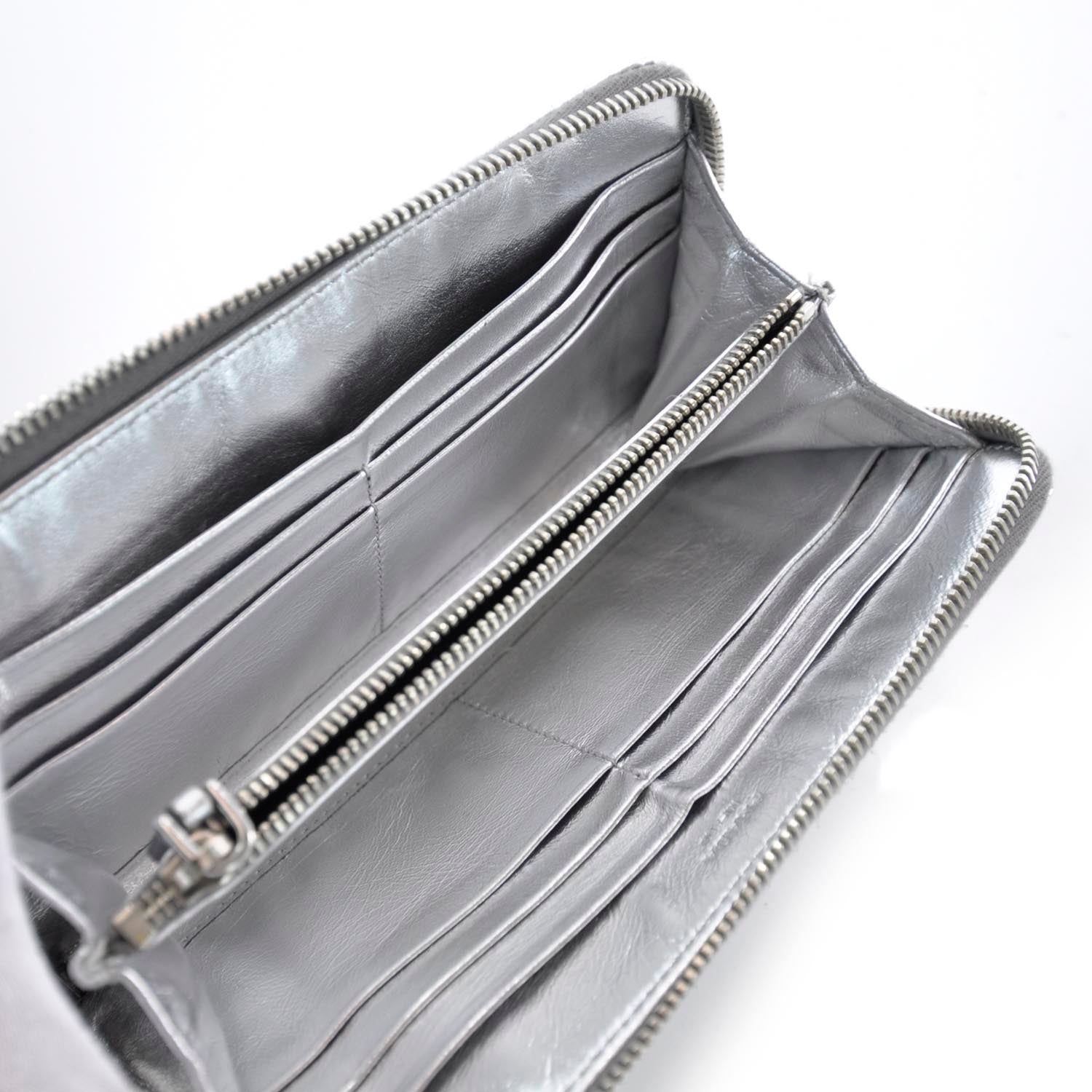 Prada Spazzolato Zip Around Wallet Silver 6 of 7