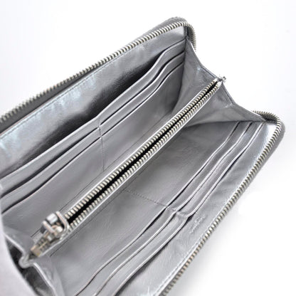 Prada Spazzolato Zip Around Wallet Silver 6 of 7