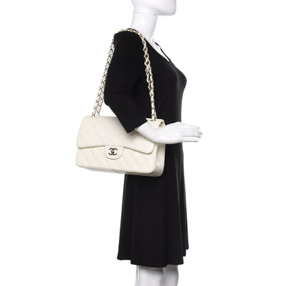 Chanel Caviar Quilted Jumbo Double Flap White 2 of 11