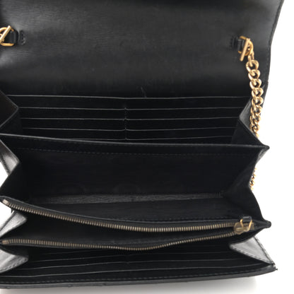 Gucci Calfskin Matelasse GG Marmont Chain Wallet Black 5 of 14