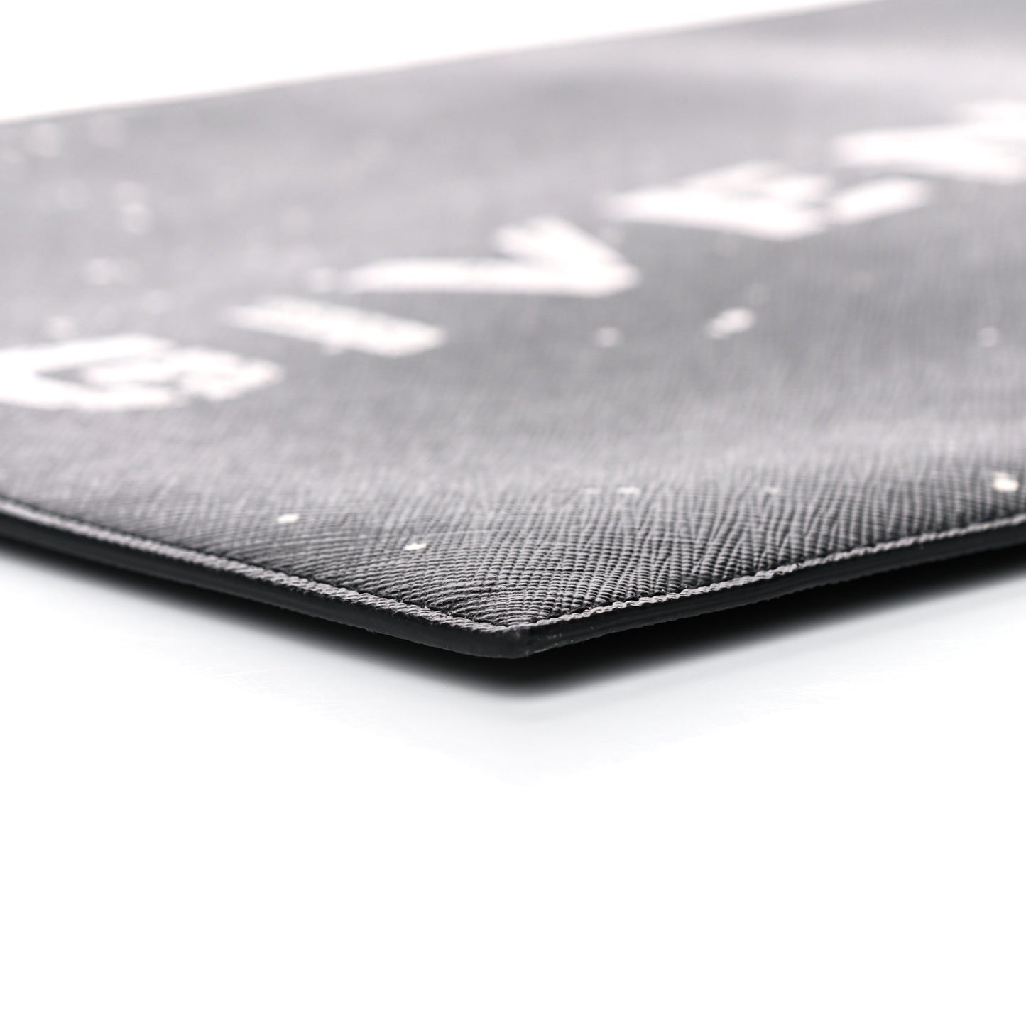 Textured Coated Canvas Iconic Paint Splatter Prints Flat Medium Clutch Bag Black