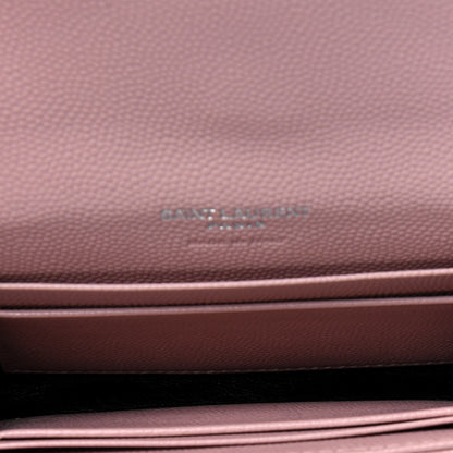 Saint Laurent Grain De Poudre Matelasse Chevron Small Monogram Envelope Wallet Pale Pink 5 of 13