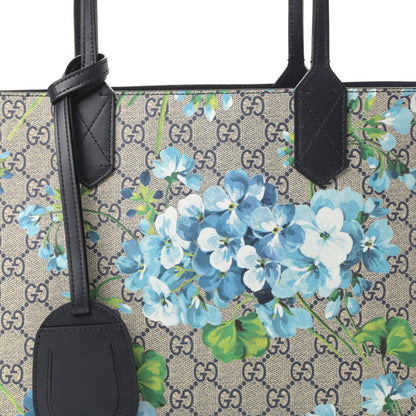 Gucci GG Supreme Monogram Blooms Small Reversible Tote Beige Blue Navy 10 of 16
