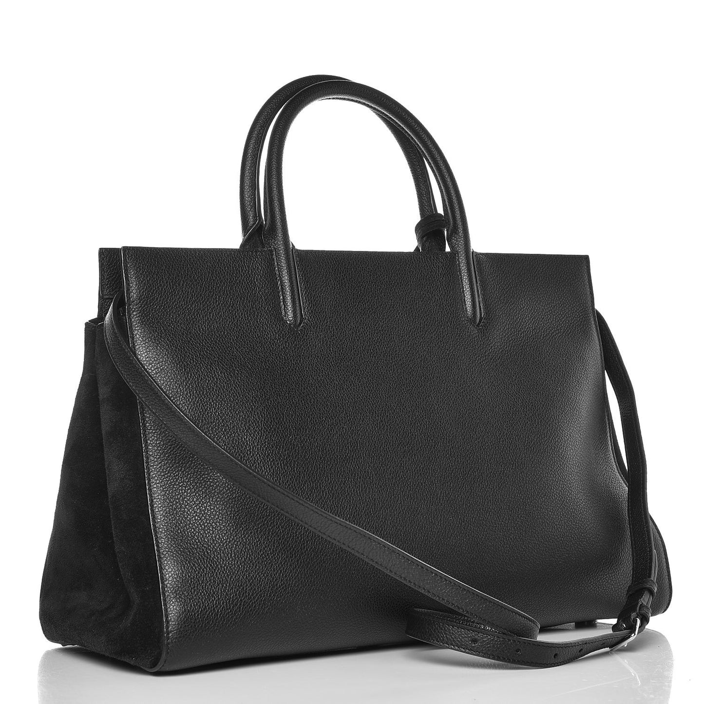 Grained Calfskin Suede Medium Cabas Rive Gauche Black
