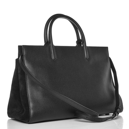 Saint Laurent Grained Calfskin Suede Medium Cabas Rive Gauche Black 4 of 8