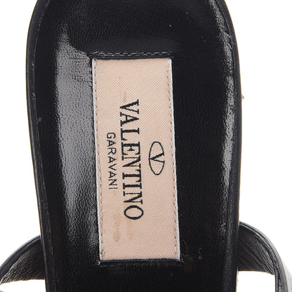 Valentino Garavani Calfskin Craquele Nappa Rockstud Spike 90mm Ankle Strap Sandals 39 Black 7 of 9
