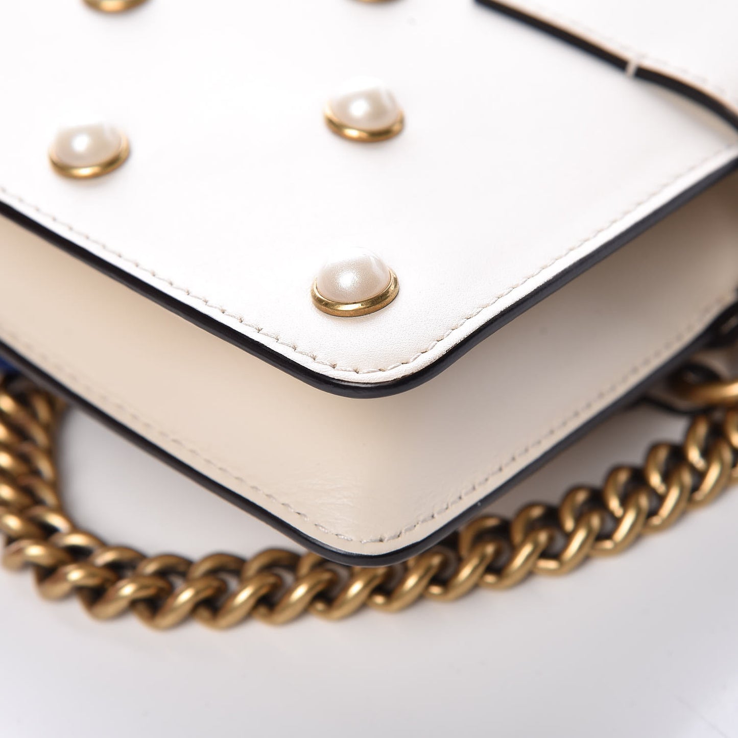 Nappa Pearl Studded Mini Queen Margaret Broadway Shoulder Bag Mystic White