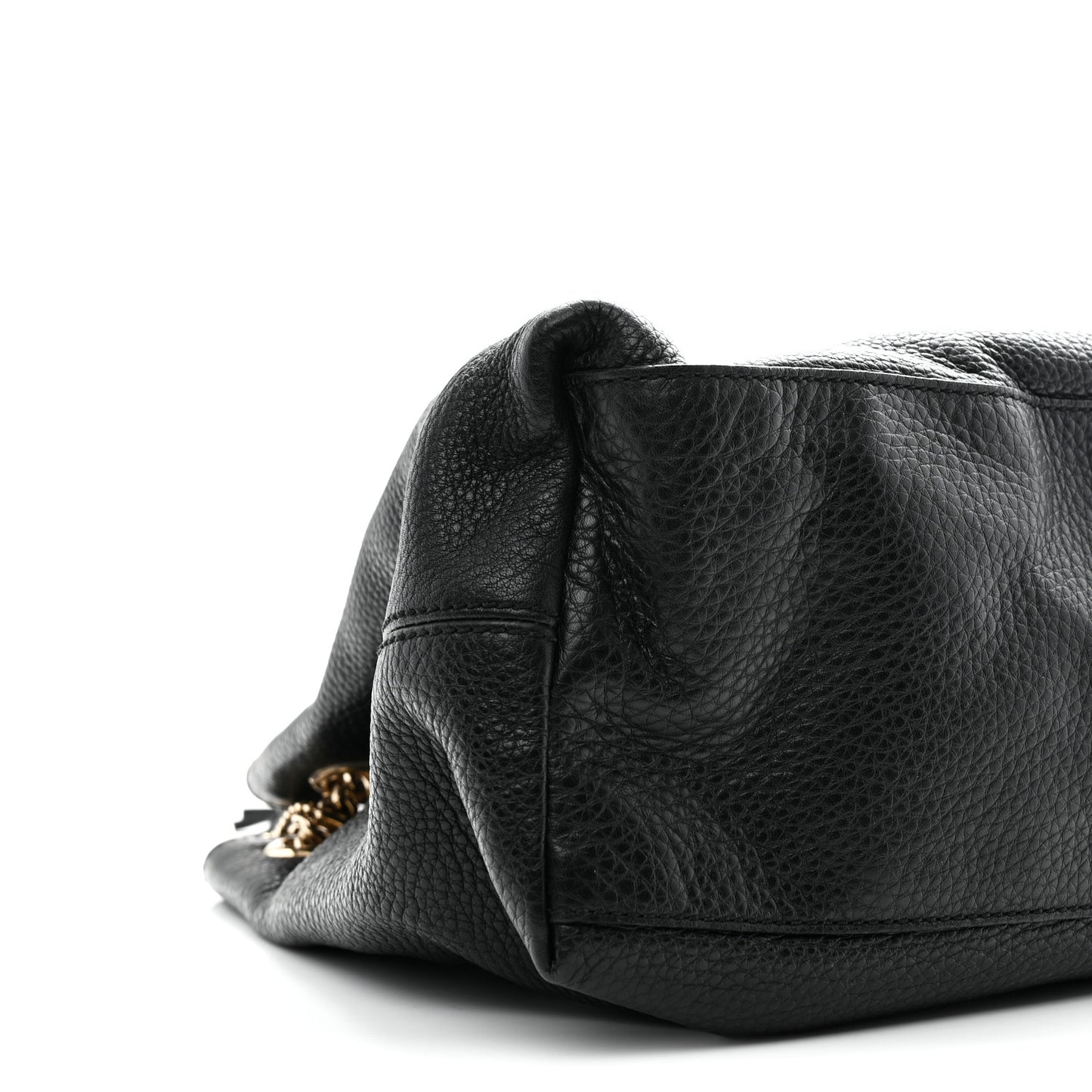 Pebbled Calfskin Medium Soho Chain Shoulder Bag Black