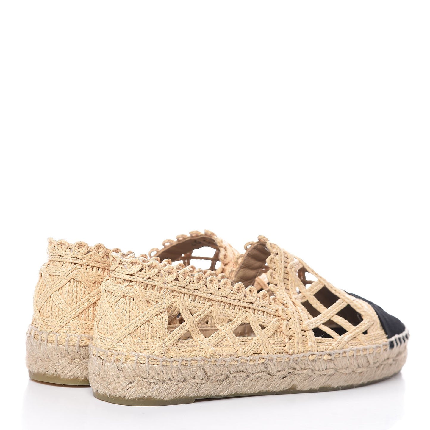 Raffia Fabric CC Espadrilles 38 Beige Black