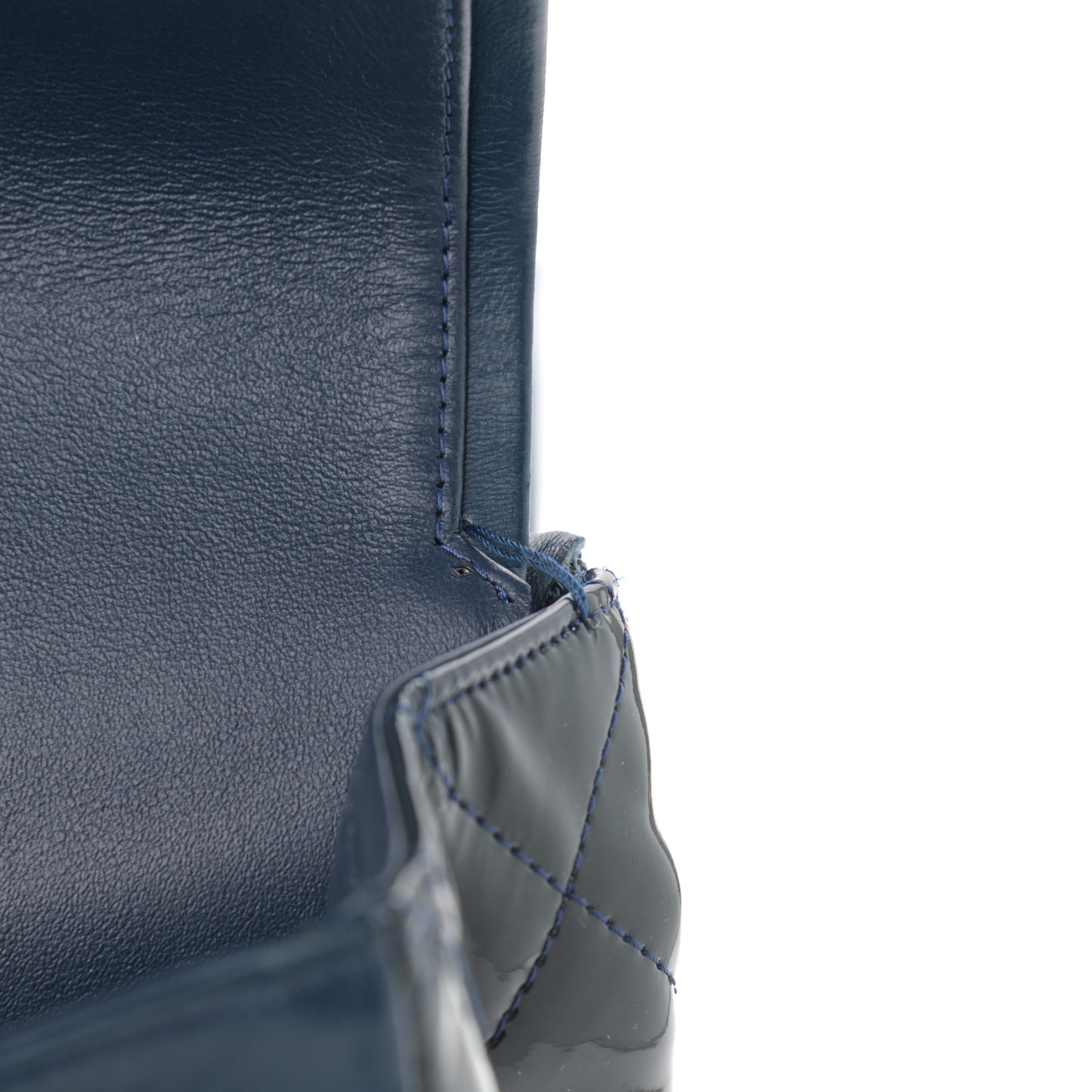 Patent Quilted Maxi Double Flap Blue