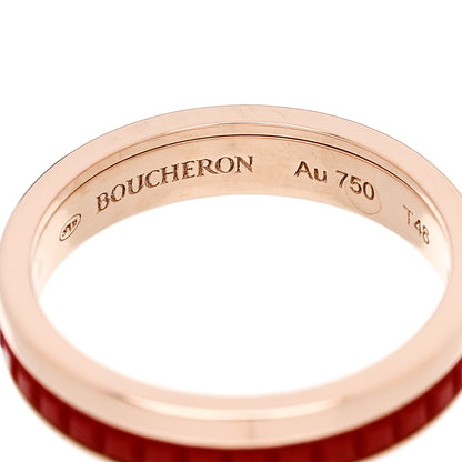 Boucheron 18K Pink Gold Red Ceramic Quatre Classique Wedding Band Ring 48 4.5 4 of 6