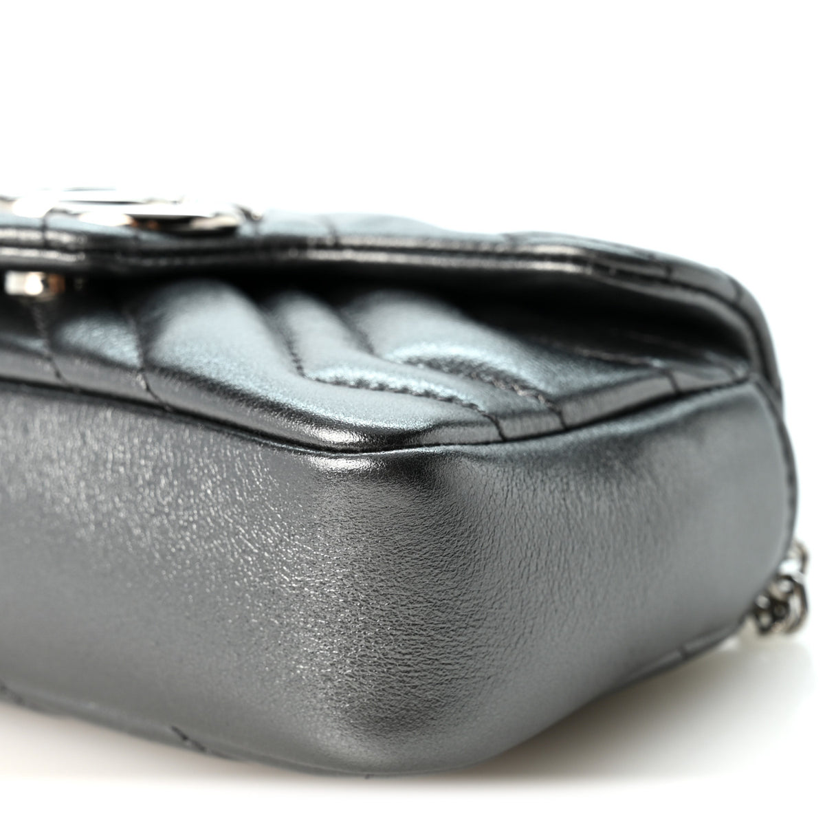 Gucci Metallic Lambskin Matelasse Mini GG Marmont Shoulder Bag  Piombo 10 of 10