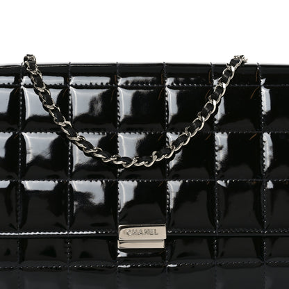 Chanel Patent Chocolate Bar Chain Clutch Black 8 of 10