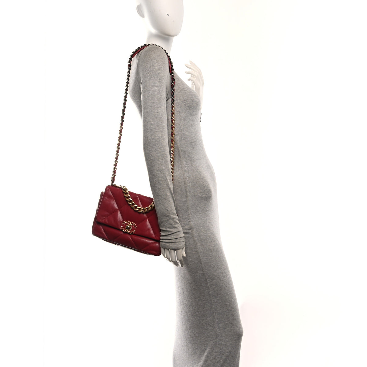 Chanel Goatskin Quilted Medium Chanel 19 Flap Red 2 of 10