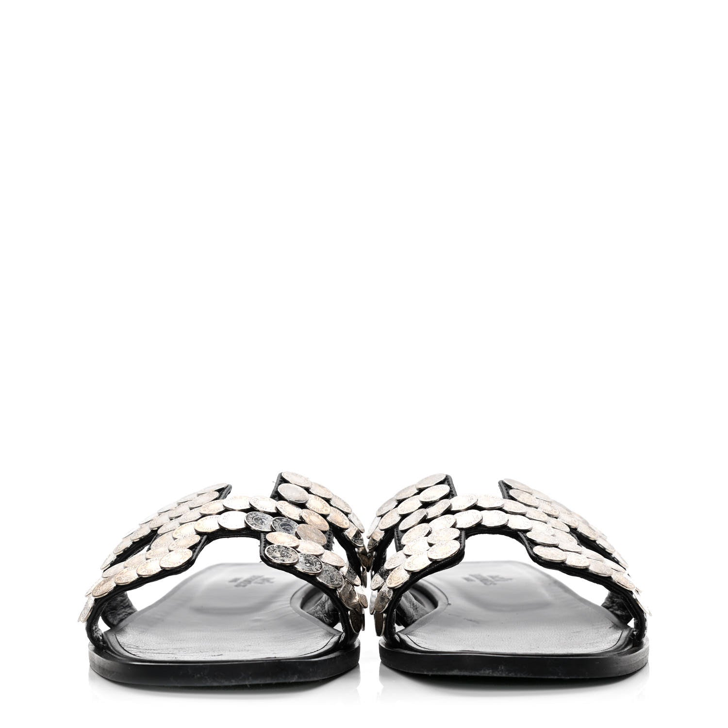 Hermes Box Clou De Selle Oran Sandals 36.5 Black 2 of 10
