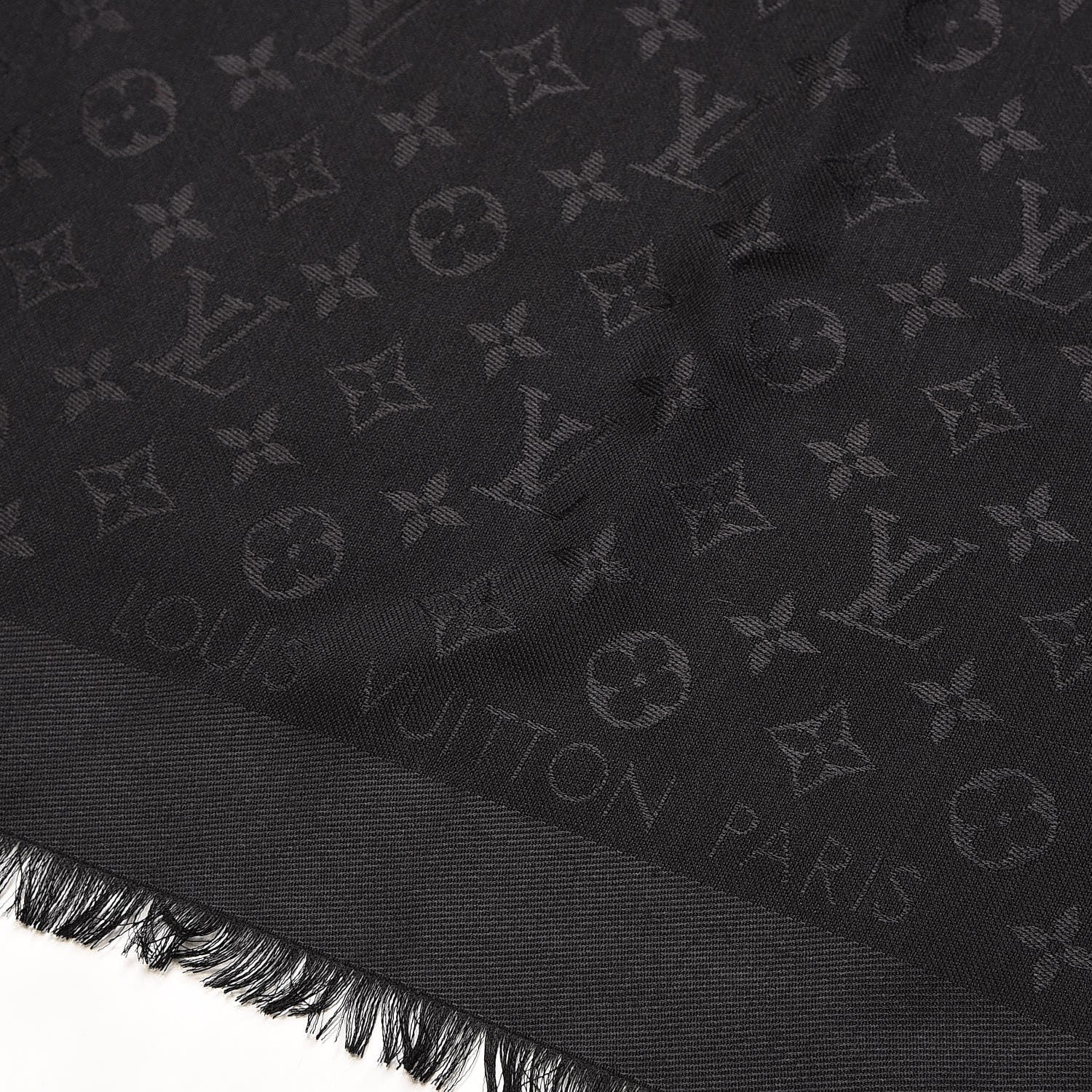 Louis Vuitton Silk Wool Monogram Shawl Black 3 of 4
