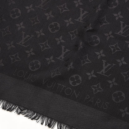 Louis Vuitton Silk Wool Monogram Shawl Black 3 of 4
